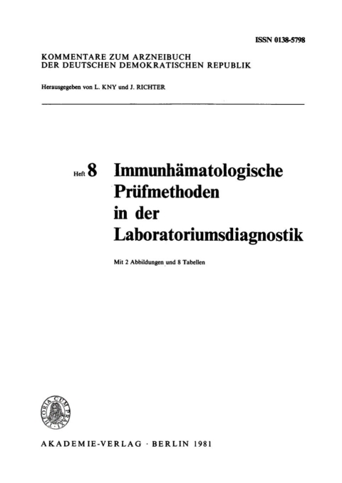 Cover image for book Immunhämatologische Prüfmethoden in der Laboratoriumsdiagnostik