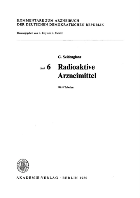 Cover image for book Radioaktive Arzneimittel