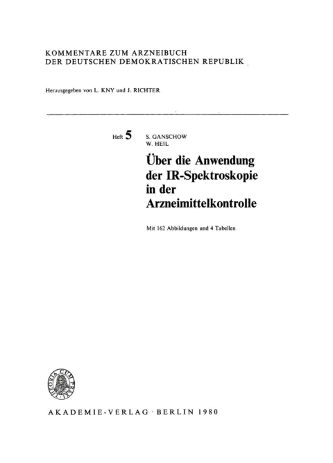 Cover image for book Über die Anwendung der IR-Spektroskopie in der Arzneimittelkontrolle