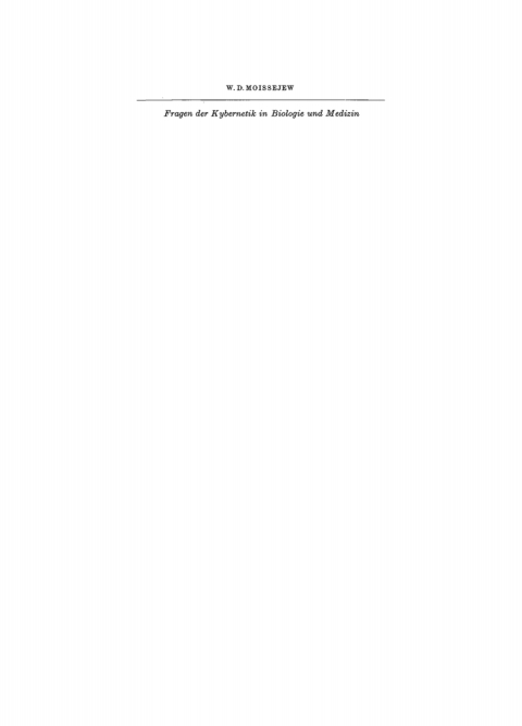 Cover image for book Fragen der Kybernetik in Biologie und Medizin