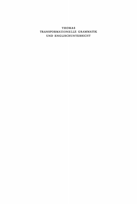 Cover image for book Transformationelle Grammatik und Englisch Unterricht
