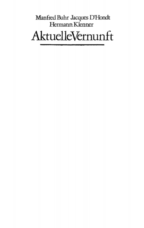 Cover image for book Aktuelle Vernunft