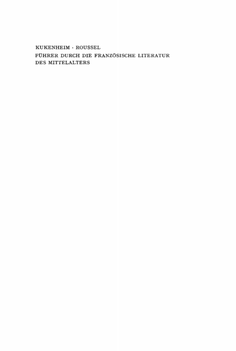 Cover image for book Führer durch die französische Literatur des Mittelalters