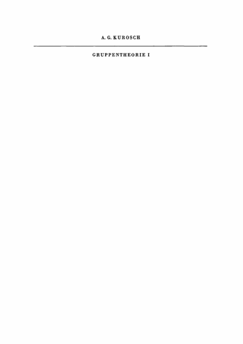 Cover image for book Gruppentheorie I