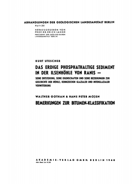 Cover image for book Das erdige phosphathaltige Sediment in der Ilsenhöhle von Ranis
