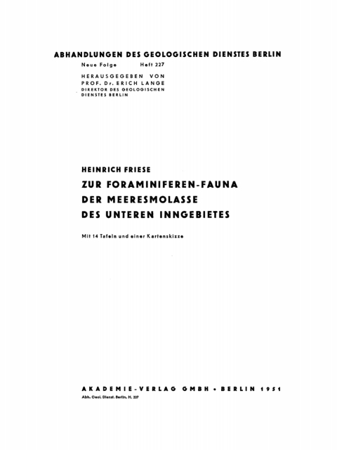 Cover image for book Zur Foraminiferen-Fauna der Meeresmolasse des Unteren Inngebietes