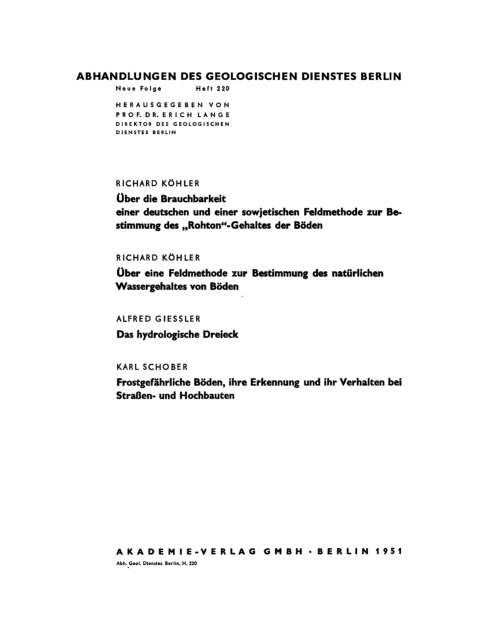 Cover image for book Über die Brauchbarkeit einer deutschen und einer sowjetischen Feldmethode zur Bestimmung des „Rohton“-Gehaltes der Böden