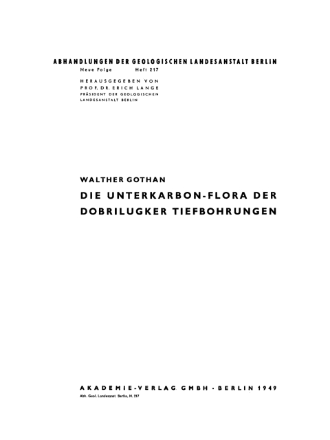 Cover image for book Die Unterkarbon-Flora der Dobrilugker Tiefbohrungen