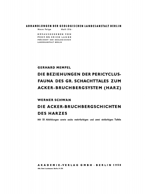 Cover image for book Die Beziehungen der Pericyclusfauna des Gr. Schachttales zum Acker-Bruchbergsystem (Harz)
