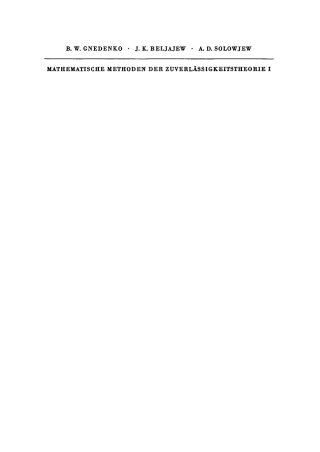 Mathematische Methoden der Zuverlässigkeitstheorie I