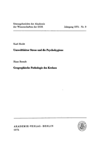 Umweltfaktor Stress und die Psychohygiene