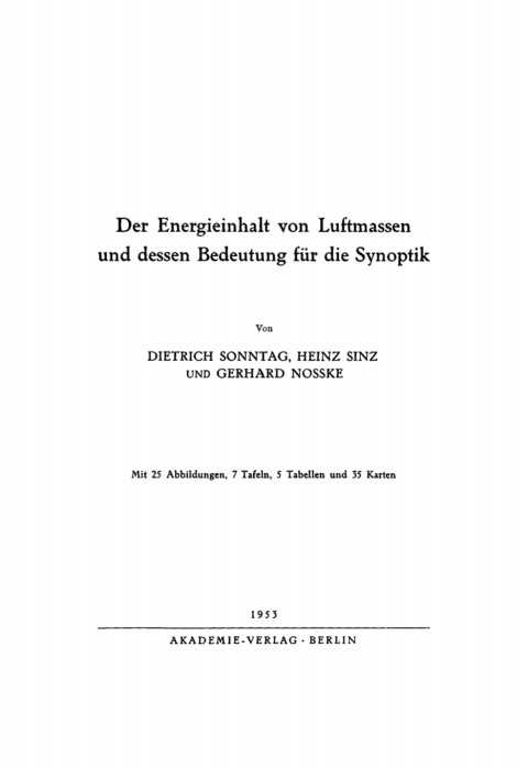 Der Energieinhalt von Luftmassen und dessen Bedeutung fÃ¼r die Synoptik 