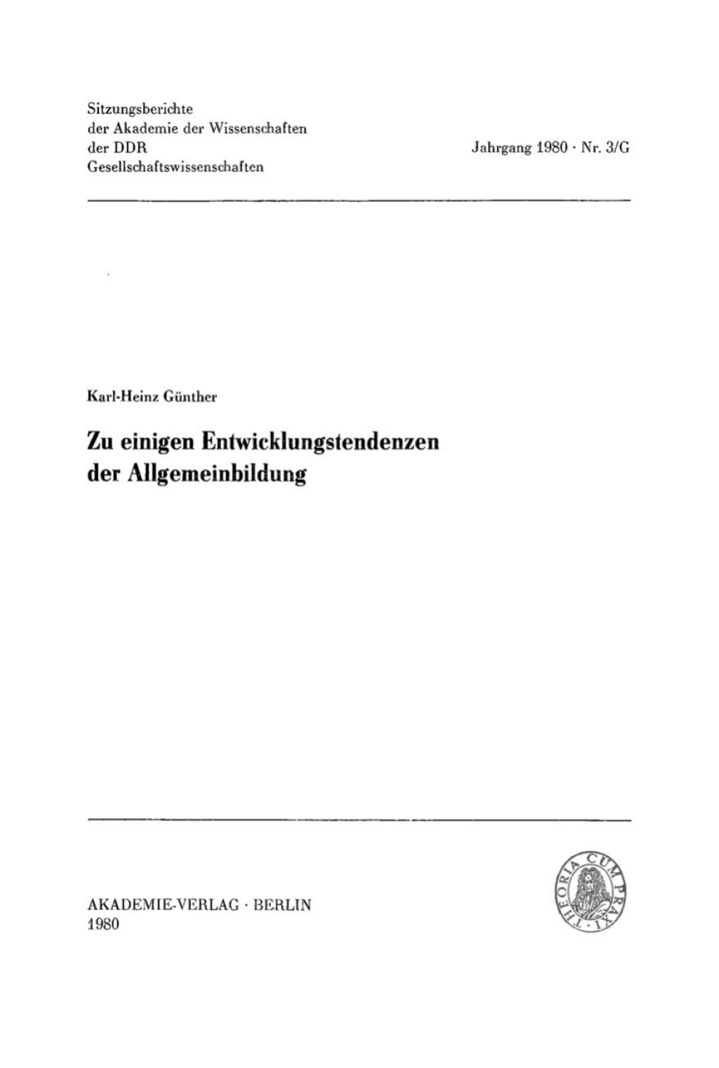 Page Fidelity Zu einigen Entwicklungstendenzen der Allgemeinbildung; $174.26