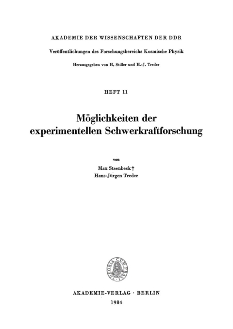 Cover image for book Möglichkeiten der experimentellen Schwerkraftforschung