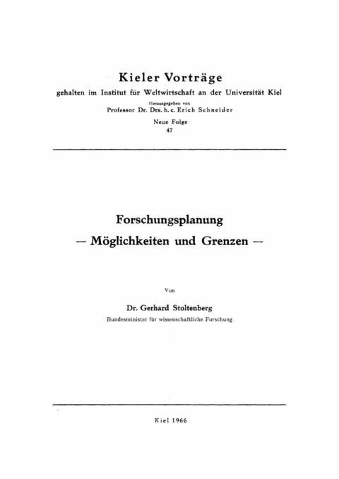 Cover image for book Forschungsplanung, Möglichkeiten und Grenzen