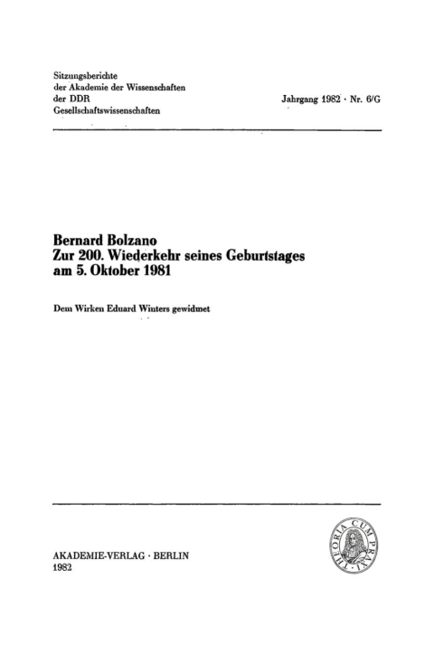 Cover image for book Zur 200. Wiederkehr seines Geburtstages am 3. Oktober 1981