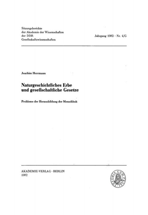 Cover image for book Naturgeschichtliches Erbe und gesellschaftliche Gesetze