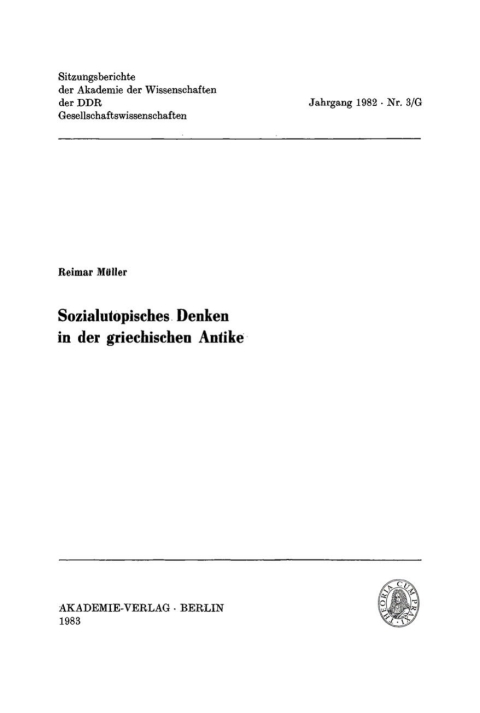 Cover image for book Sozialutopisches Denken in der griechischen Antike