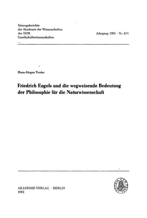 Cover image for book Friedrich Engels und die wegweisende Bedeutung der Philosophie für die Naturwissenschaft