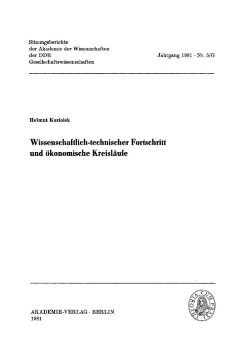 Cover image for book Wissenschaftlich-technischer Fortschritt und ökonomische Kreisläufe