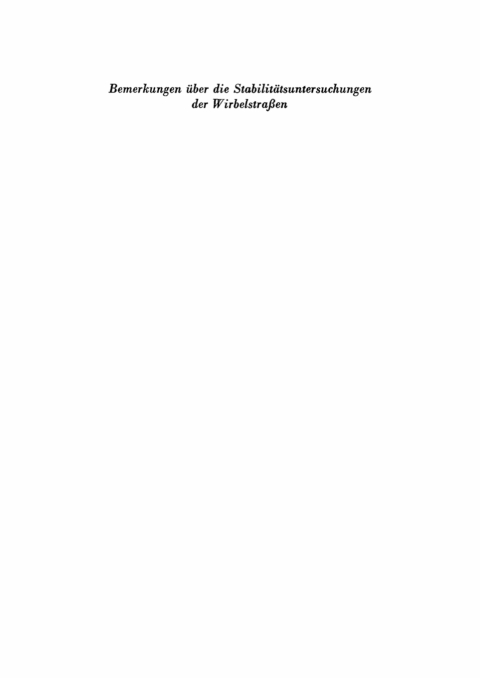 Cover image for book Bemerkungen über die Stabilitätsuntersuchungen der Wirbelstrassen