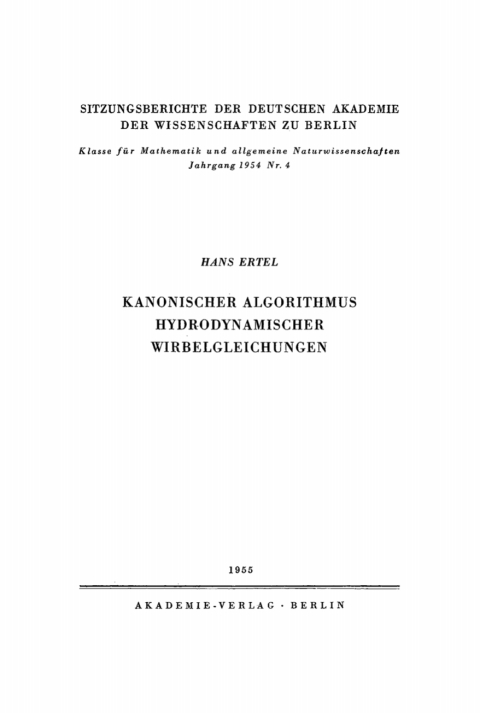 Cover image for book Kanonischer Algorithmus hydrodynamischer Wirbelgleichungen