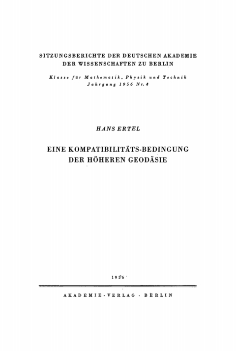 Cover image for book Eine Kompatibilitäts-Bedingung der höheren Geodäsie