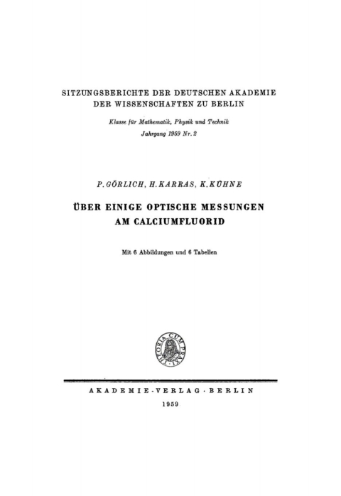 Cover image for book Über einige optische Messungen am Calciumfluorid