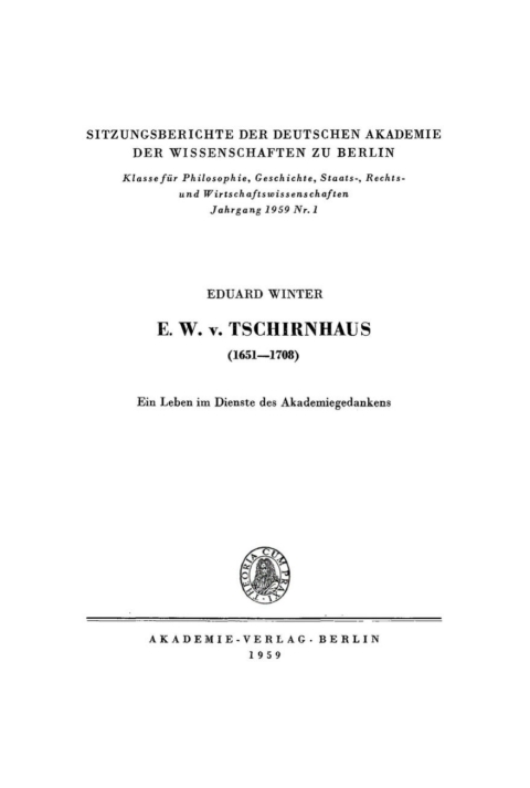 E. W. v. Tschirnhaus (1651â1708) 