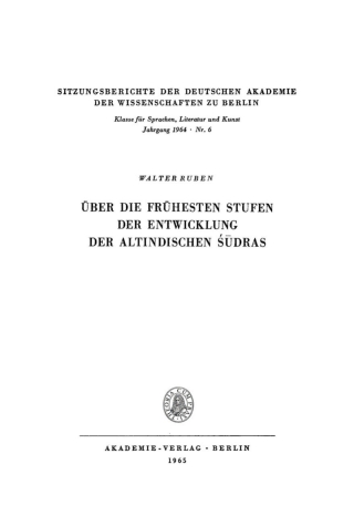 Über die frühesten Stufen der Entwicklung der altindischen Sūdras