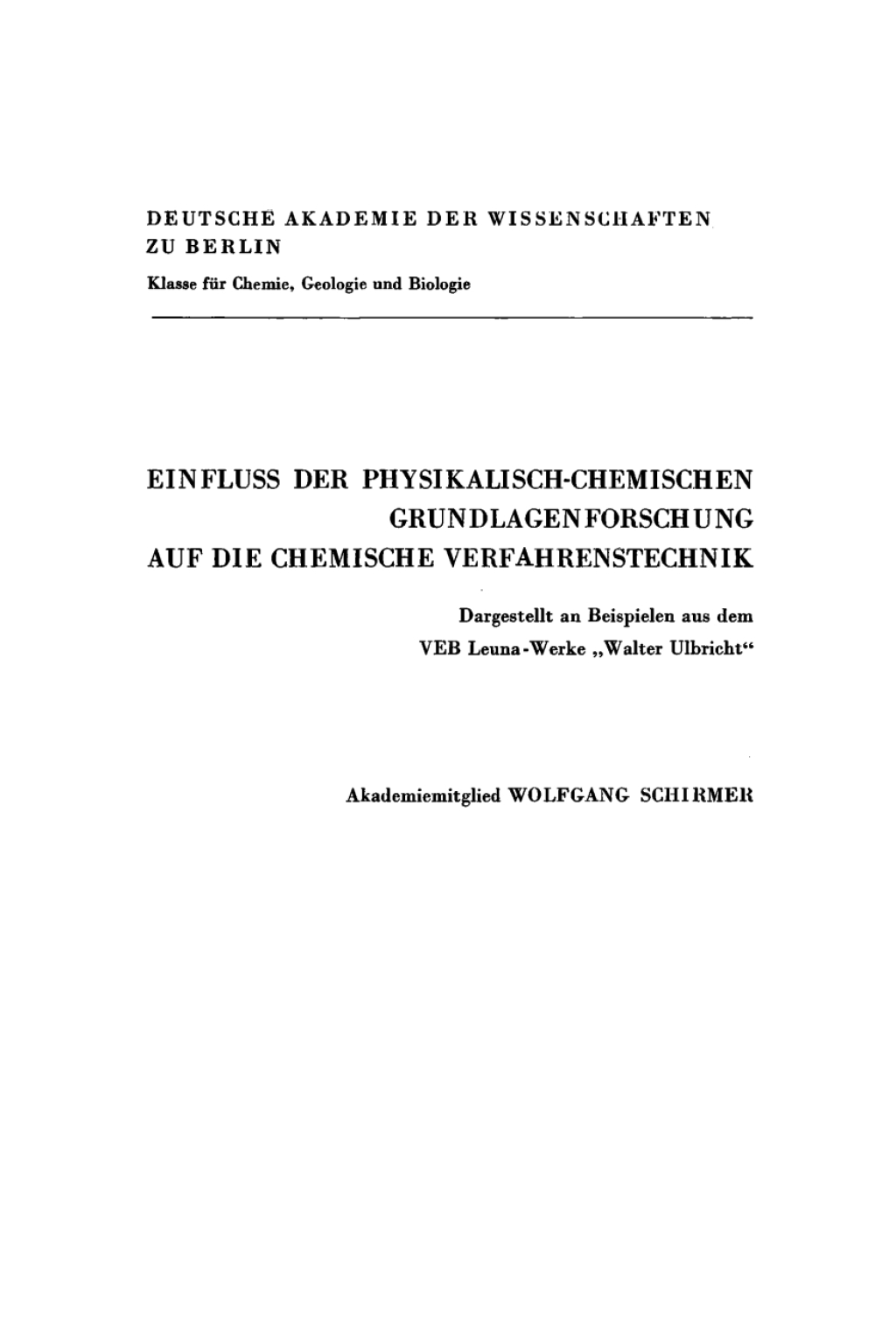 Page Fidelity Einfluss der physikalisch chemischen Grundlagenforschung auf die chemische Verfahrenstechnik; $132.30