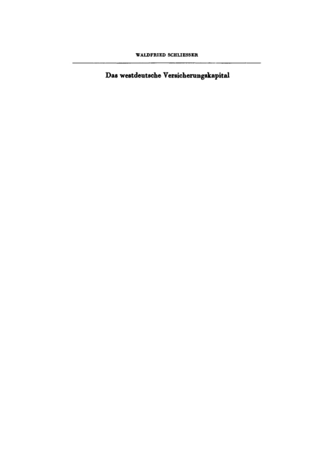 Cover image for book Das Westdeutsche Versicherungskapital