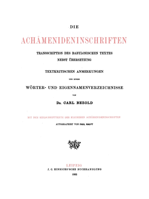 Cover image for book Die Achämenideninschriften