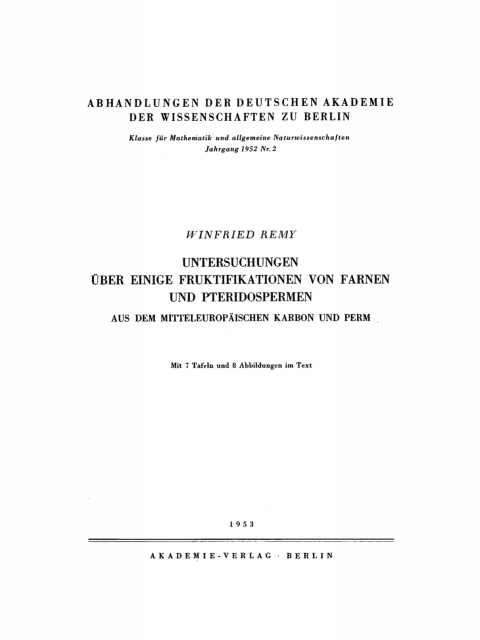 Cover image for book Untersuchungen über einige Fruktifikationen von Farnen und Pteridospermen