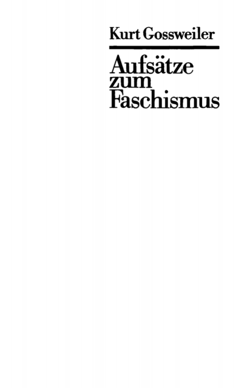 Cover image for book Aufsätze zum Faschismus
