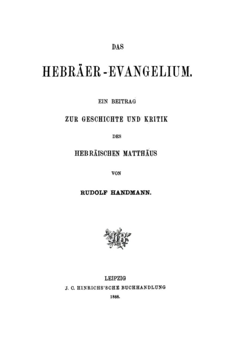 Cover image for book Das Hebräer-Evangelium