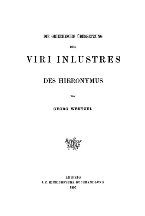 Cover image for book Die griechische Übersetzung der Viri inlustres des Hieronymus