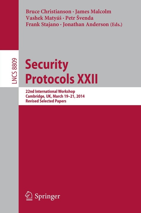 Cover image for book Security Protocols XXII