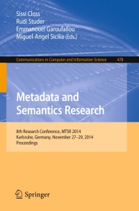 Cover image: Metadata and Semantics Research 9783319136738