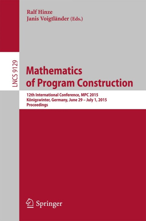 Cover image for book Mathematics of Program Construction