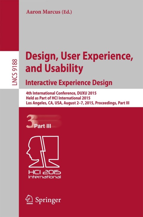 Cover image for book Design, User Experience, and Usability: Interactive Experience Design