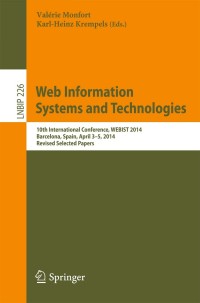 Cover image: Web Information Systems and Technologies 9783319270296