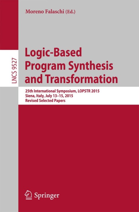 Cover image for book Logic-Based Program Synthesis and Transformation