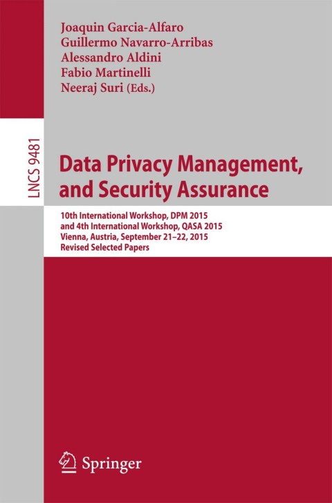 Cover image for book Data Privacy Management, and Security Assurance