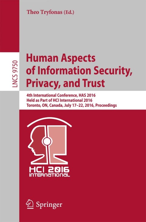 Cover image for book Human Aspects of Information Security, Privacy, and Trust