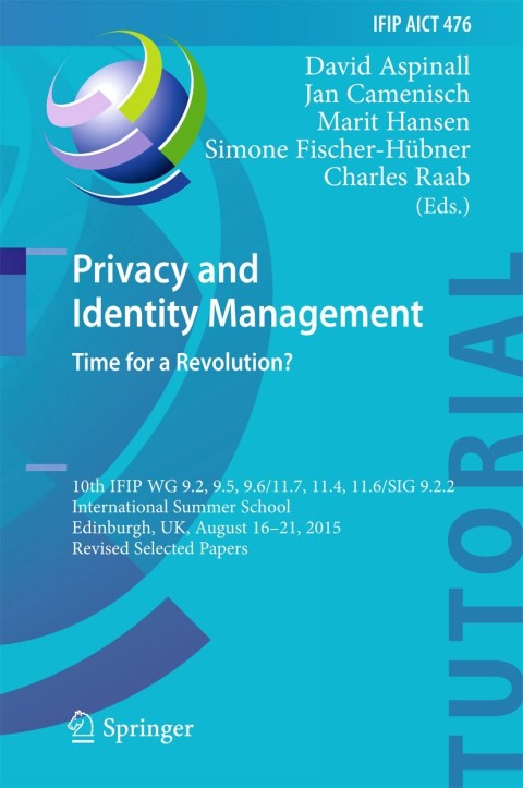 Cover image for book Privacy and Identity Management. Time for a Revolution?