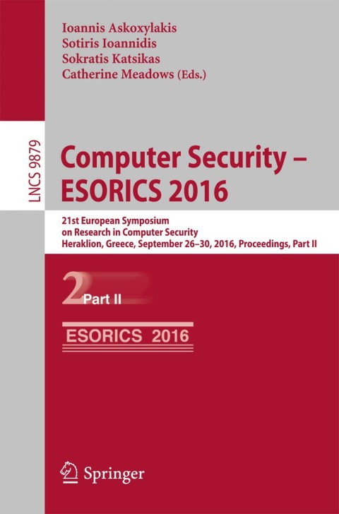 Cover image for book Computer Security – ESORICS 2016