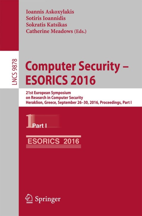 Cover image for book Computer Security – ESORICS 2016
