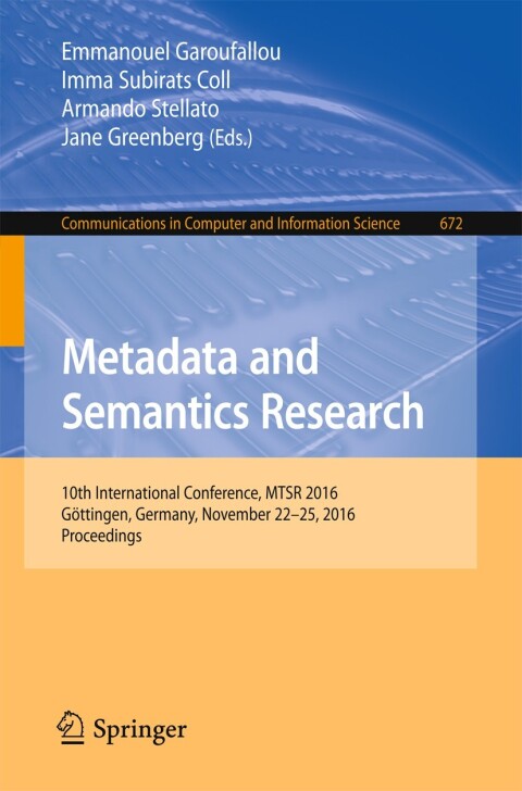 Cover image for book Metadata and Semantics Research