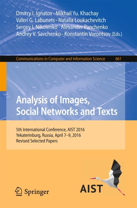 Cover image for book Analysis of Images, Social Networks and Texts
